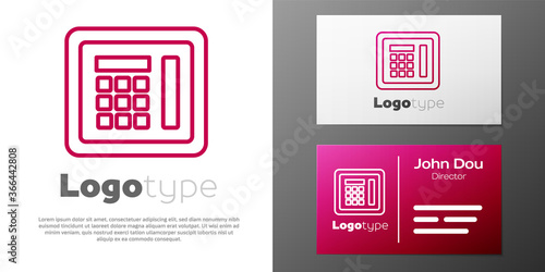 Logotype line Safe icon isolated on white background. The door safe a bank vault with a combination lock. Reliable Data Protection. Logo design template element. Vector Illustration.