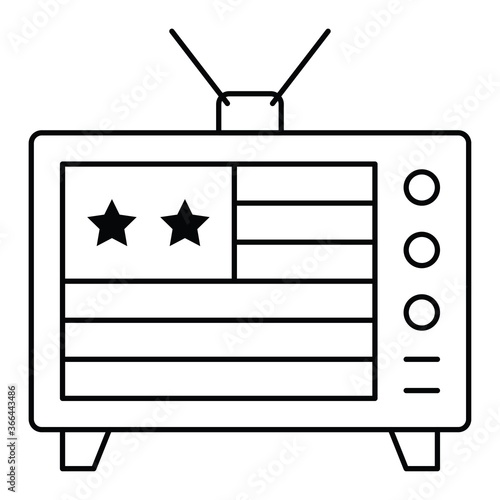 Television with USA flag on screen  United state independence day related icon