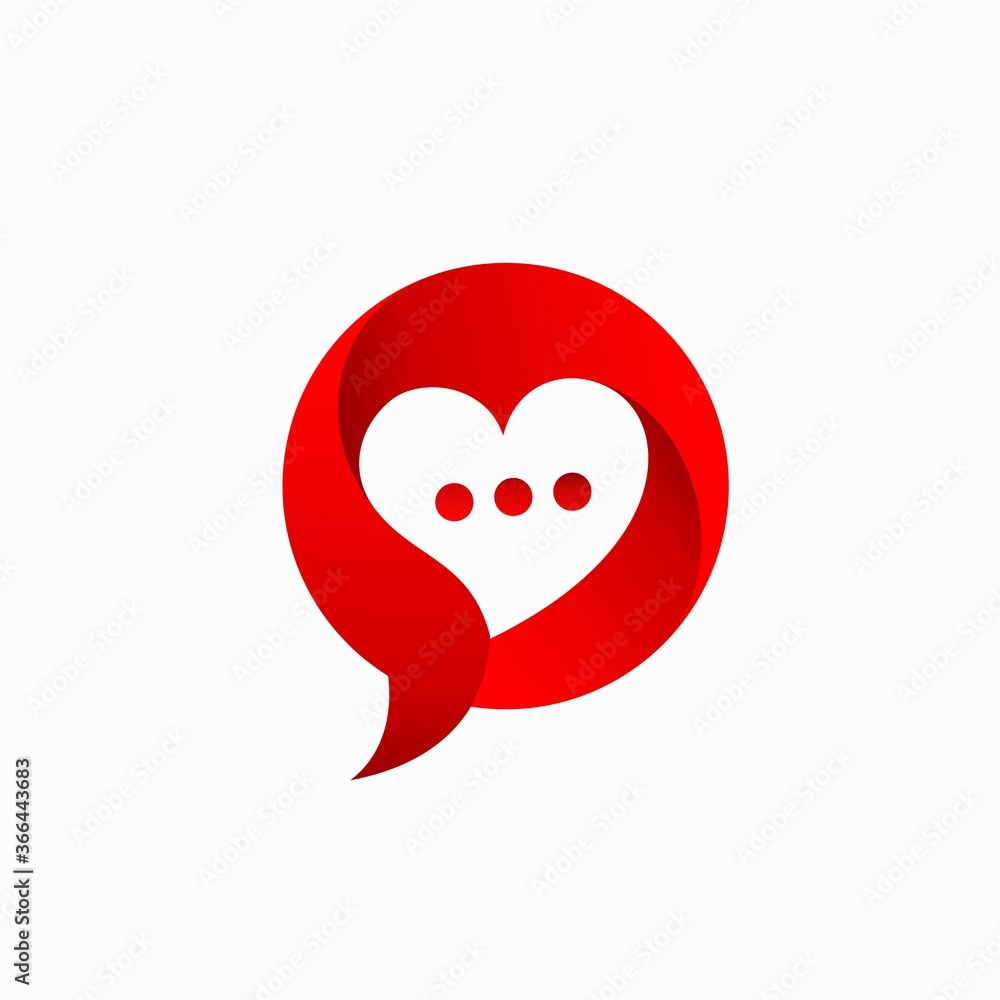 heart with speech bubble vector template heart with speech bubble vector template