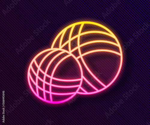 Glowing neon line Yarn ball icon isolated on black background. Label for hand made, knitting or tailor shop. Vector Illustration. © Kostiantyn