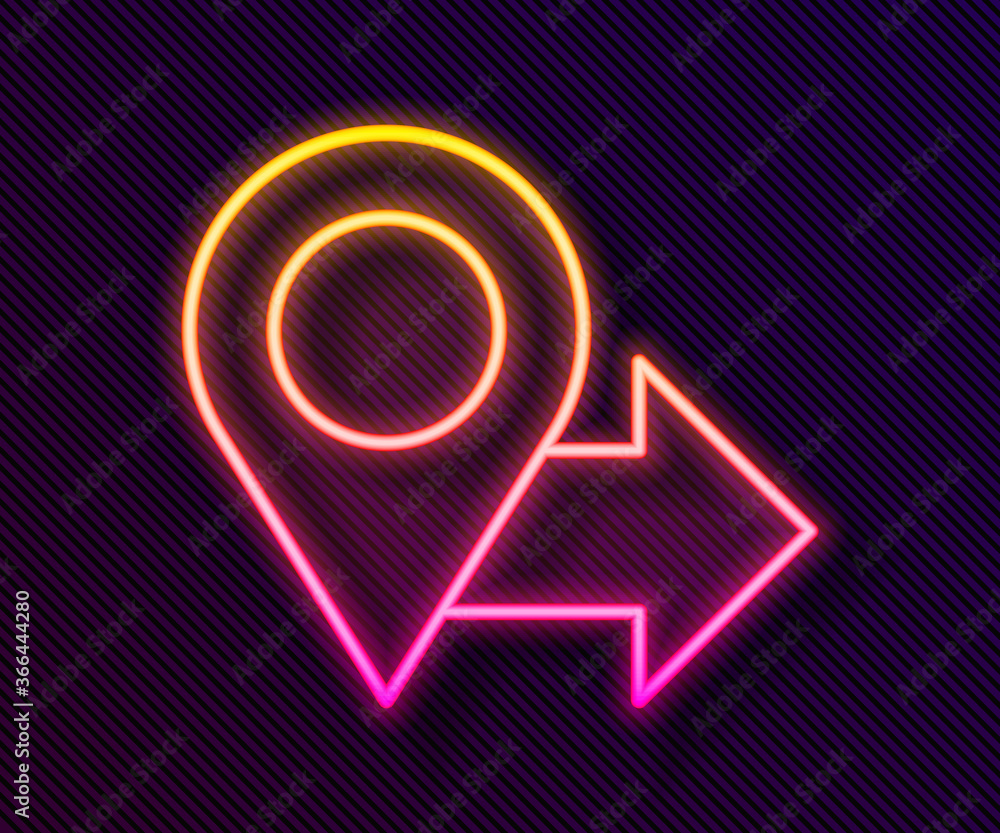 Glowing neon line Map pin icon isolated on black background. Navigation, pointer, location, map, gps, direction, place, compass, search concept Vector Illustration Glowing neon line Map pin icon isolated on black background. Navigation, pointer, location, map, gps, direction, place, compass, search concept Vector Illustration