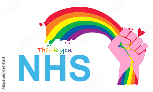 Thank you NHS hand holding rainbow