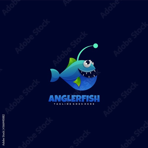 Vector Logo Illustration Angler Fish Gradient Colorful Style.