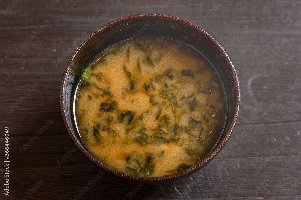 味噌汁 Typical Japanese miso (fermented soy) soup 味噌汁 Typical Japanese miso (fermented soy) soup