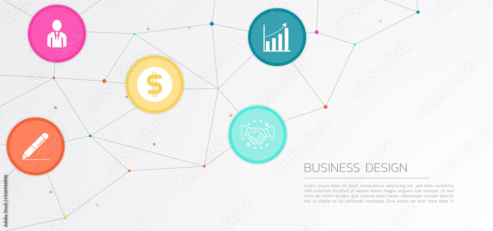 Fototapeta premium Abstract line polygon style business icon colorful design with space