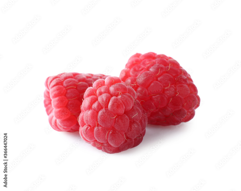Delicious sweet ripe raspberries isolated on white Delicious sweet ripe raspberries isolated on white