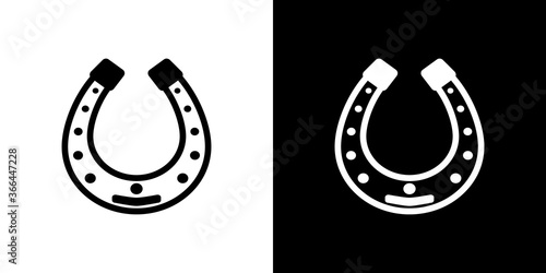 Set of a horseshoe icon. Vector Illustration. Black and white sign isolated on background. Great for festive decoration on the theme Patrick Day, a logo, posters or banners, cards, prints, stickers.