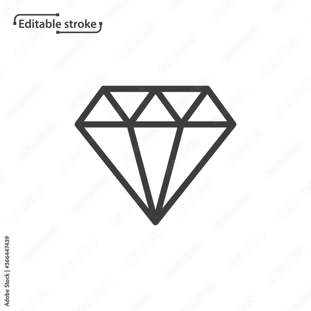 Diamond line vector icon. Editable stroke. Diamond line vector icon. Editable stroke.
