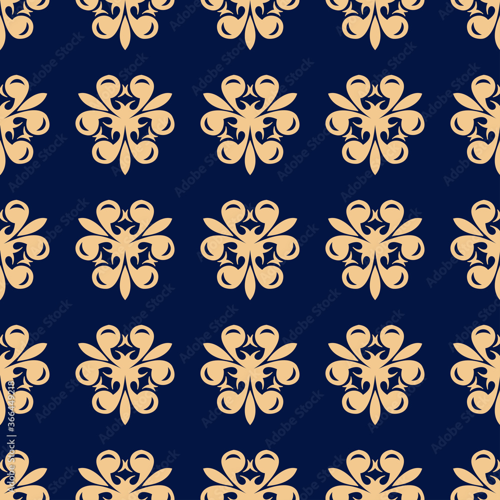 Floral seamless pattern. Golden and blue background Floral seamless pattern. Golden and blue background