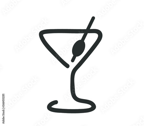 Martini icon. Cocktail icon. hand drawn cocktail illustration. 