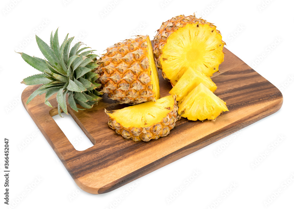 Fresh pineapple with slices isolated on white Fresh pineapple with slices isolated on white