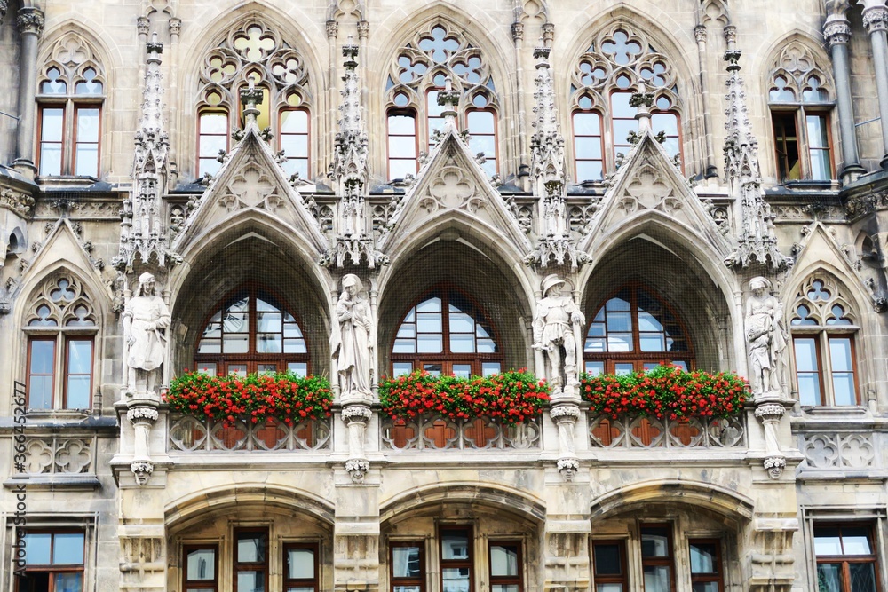European style architecture in Germany, with flowers outside windows