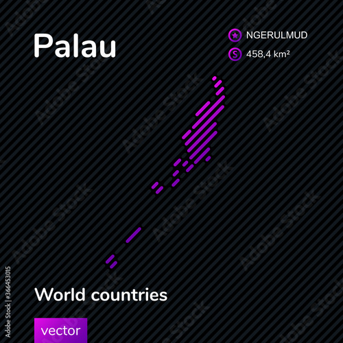 Wallpaper Mural Vector striped stylized map of Palau in violet colors on the black striped background Torontodigital.ca