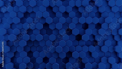 Blue 3D hexagon texture render background © Mooam