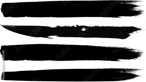 Grunge Paint stripe . Vector brush Stroke . Distressed banner . Black isolated paintbrush collection . Modern Textured shape . Dry border in Black . 