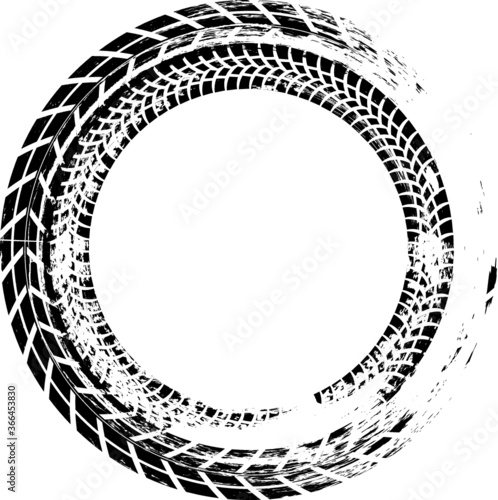 Tire tracks circle . vector