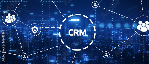 Business, Technology, Internet and network concept. CRM Customer Relationship Management. 3D illustration.