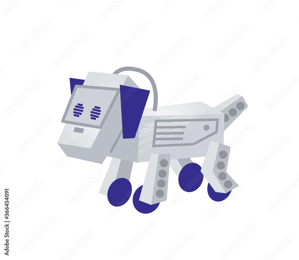 Robot dog cartoon vector. Intelligence robotic dog or artificial pet friend. Digital cyber dog. Engineering for kids. Robot dog cartoon vector. Intelligence robotic dog or artificial pet friend. Digital cyber dog. Engineering for kids.