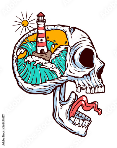 Lighthouse in my mind vector illustration