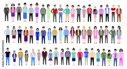 Set of full body diverse business people. Flat icons design white isolated. Vector graphic illustration. Man and woman, Different nationalities characters