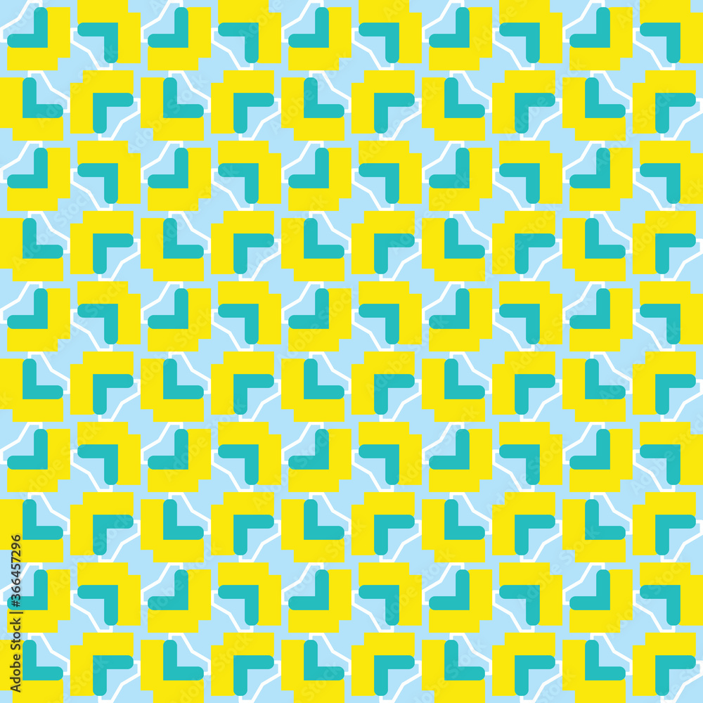 Vector seamless pattern texture background with geometric shapes, colored in green, blue, yellow, white colors. Vector seamless pattern texture background with geometric shapes, colored in green, blue, yellow, white colors.