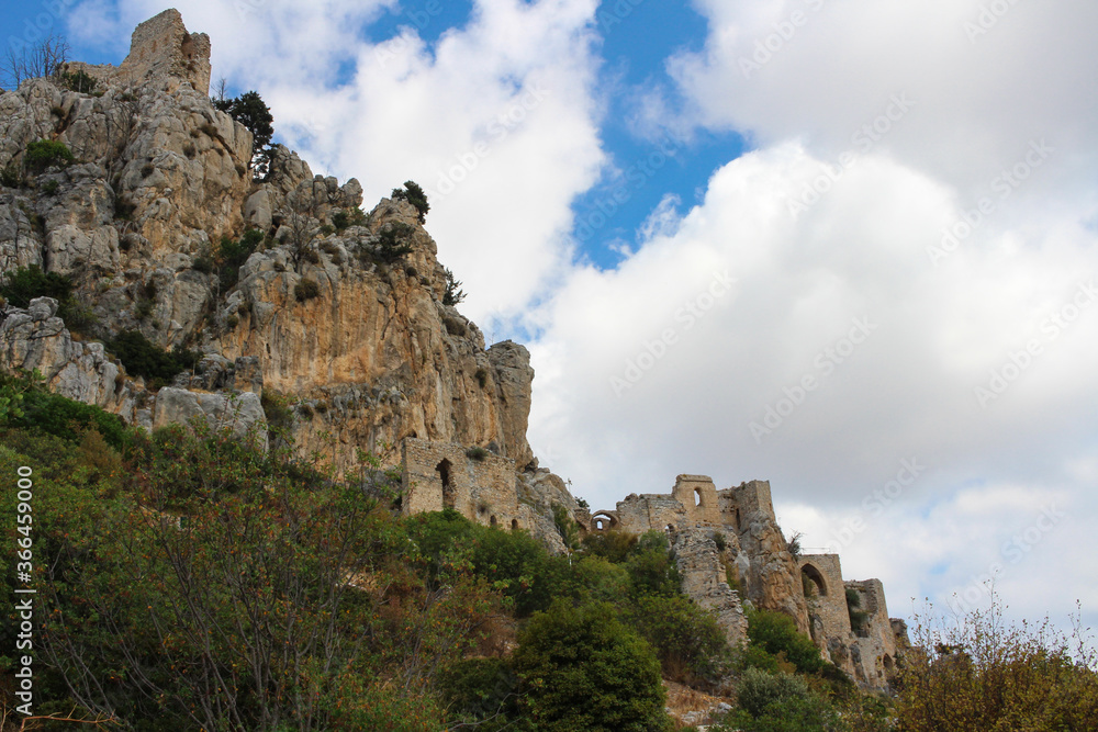 St. Hilarion castle-the ancient residence of the kings of Cyprus, view from below. Cyprus...