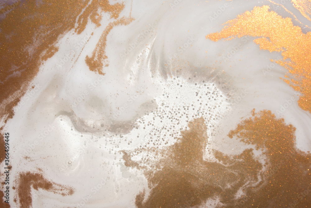 Naklejka premium Part of original resin art (epoxy resin) painting. Marble texture. Fluid art for modern banners, ethereal graphic design.Abstract ethereal red and white swirl.