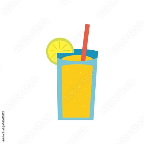 cocktail glass with lemon flat style icon vector design