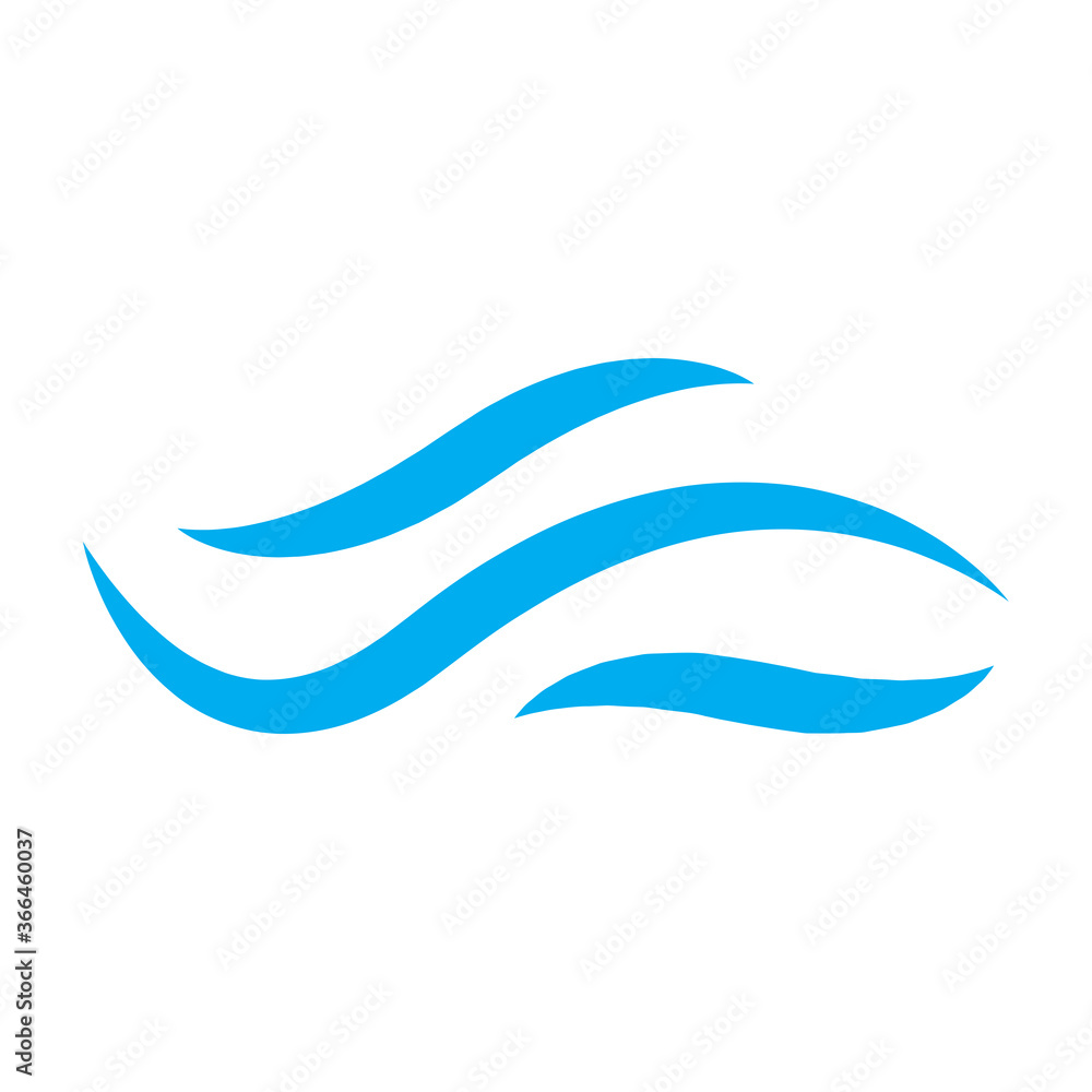 Water wave icon isolated on white background. Flat water wave icon for web site, design template and logo. Creative abstract concept, vector illustration