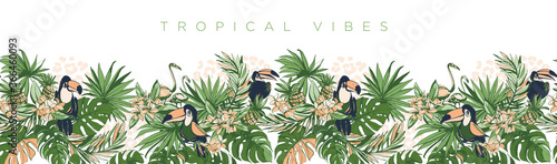 Vector illustration Tropical floral summer party poster invitation