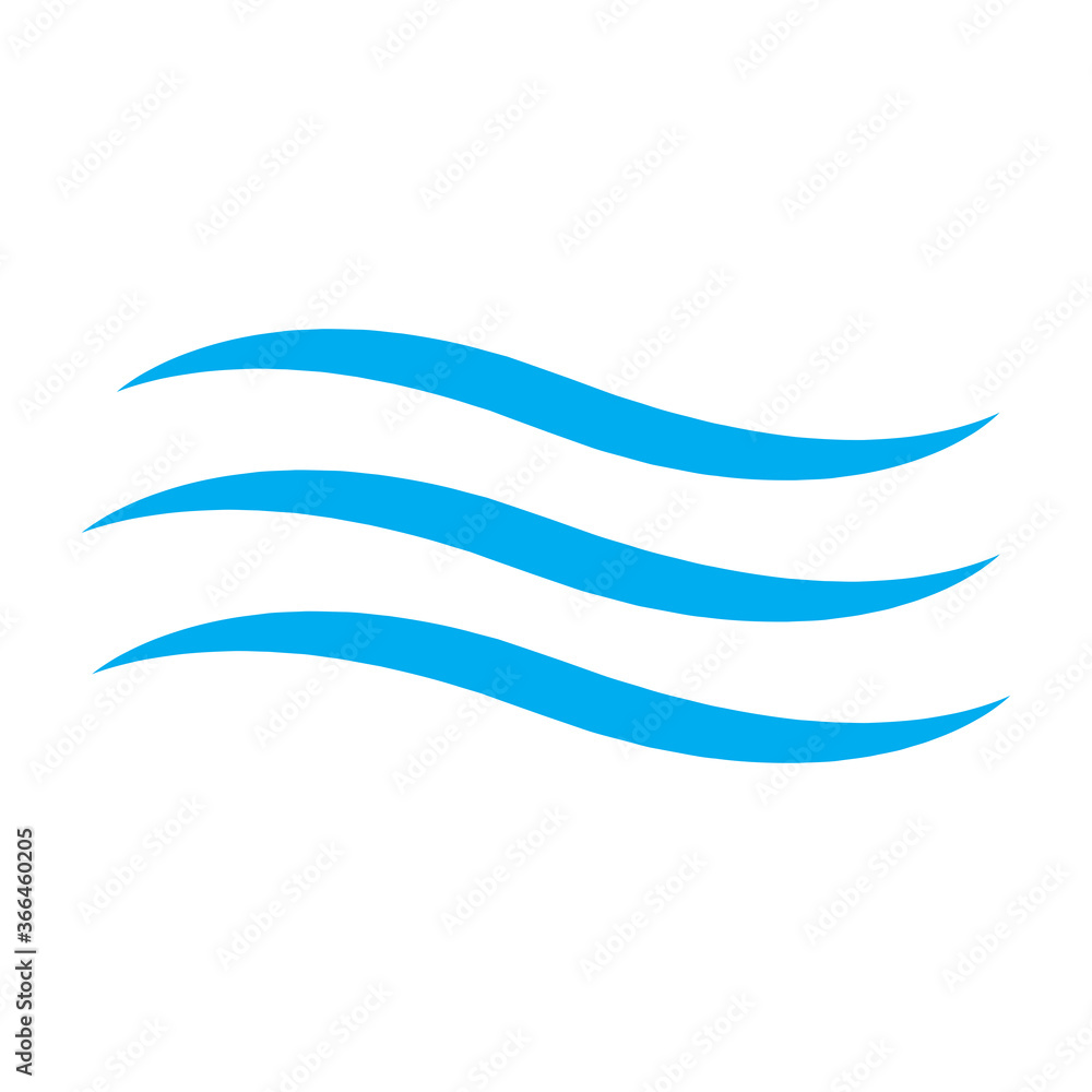 Water wave icon isolated on white background. Flat water wave icon for web site, design template and logo. Creative abstract concept, vector illustration