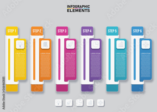 Colorful infographic elements template,Business concept with 6 options, steps or processes and marketing can be used for workflow layout and presentation.