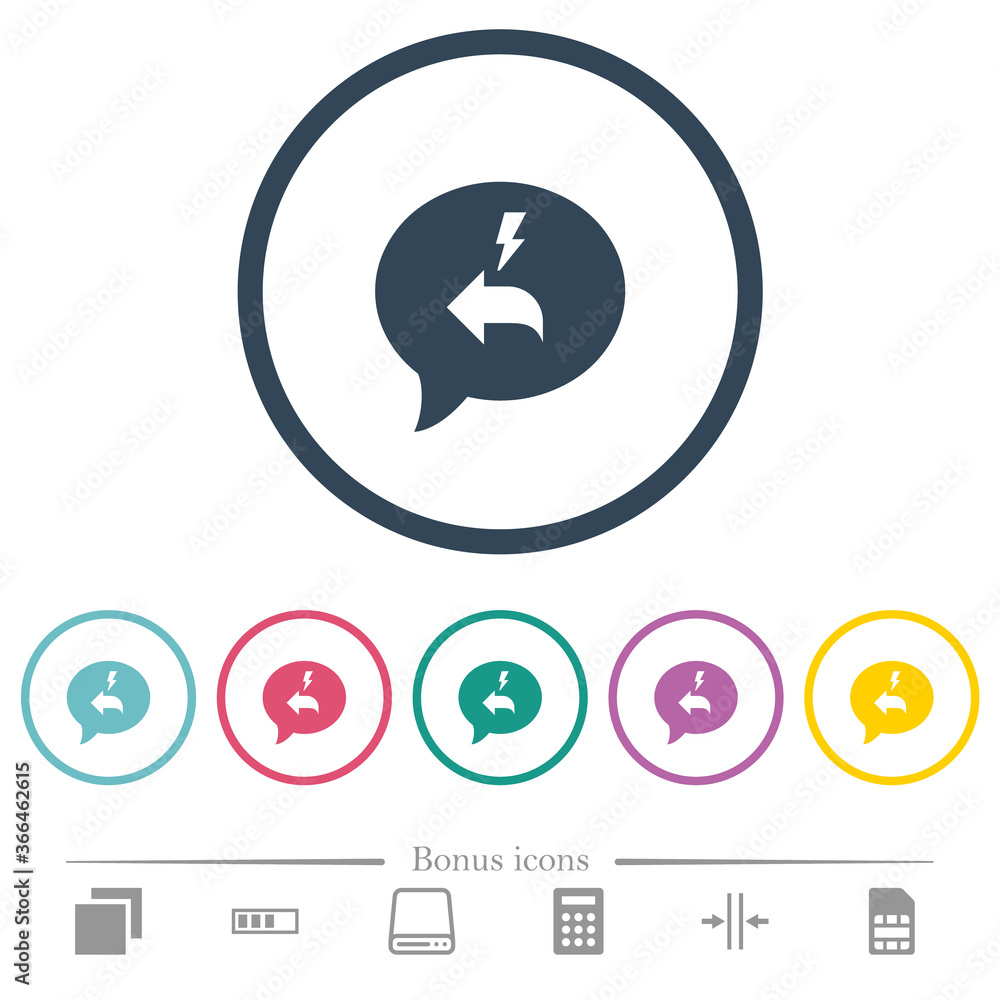 Quick reply message flat color icons in round outlines Quick reply message flat color icons in round outlines
