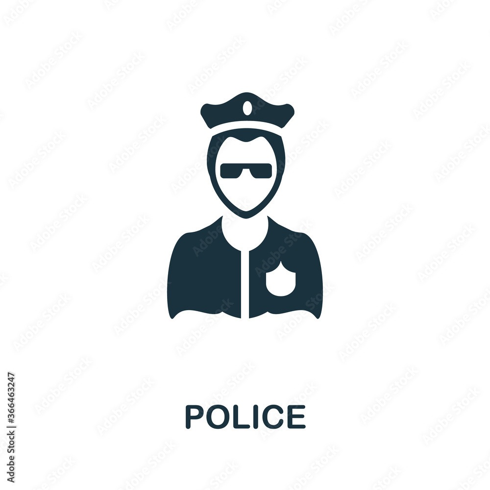 Police icon. Monochrome simple Police icon for templates, web design and infographics