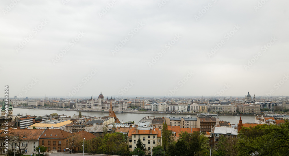 Budapest, Hungary - 17 April 2018: a panorama of the city.
