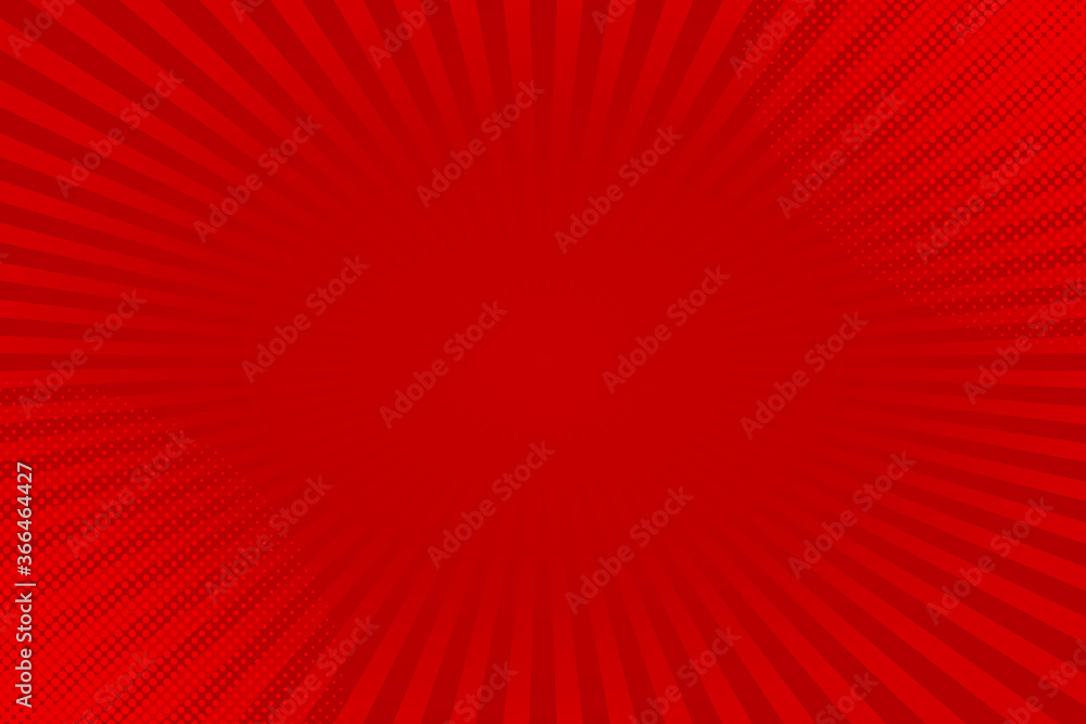 Red comics rays background with halftones. Vector backdrop illustration ...
