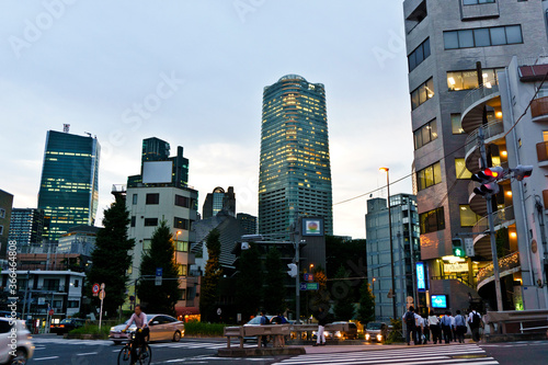 Photography Japan, Tokyo, Night view of road crossing with pedestrian crossing
