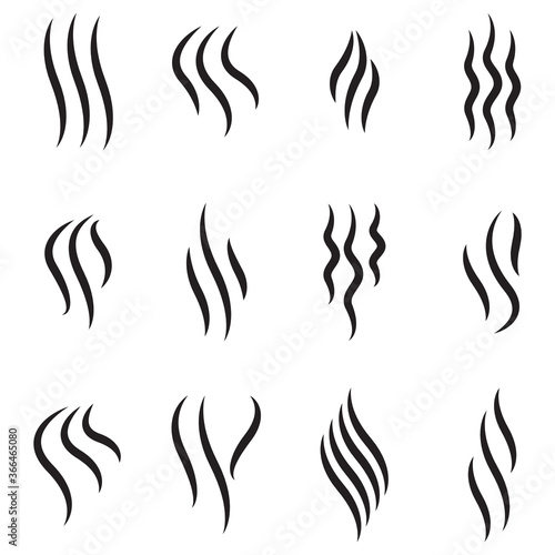 Steam icon set isolated on white background. Collection of steam icon for design template, smell sign, heat logo and smoke symbol. Smell and steam icon. Heat logo set