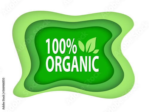 Organic food and supplies vector, isolated set of green logotypes, foliage vegetal elements, apple and plants with leaves natural meal and ingredients