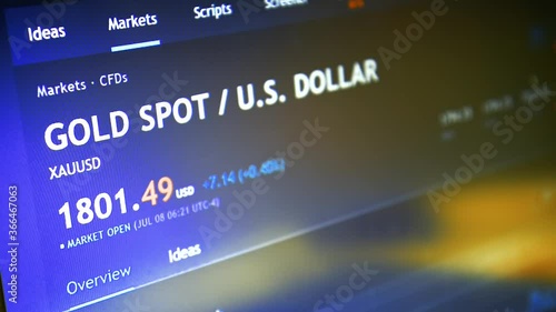 Trading gold spot on stock market trading platform. Economic trends and stock exchange.