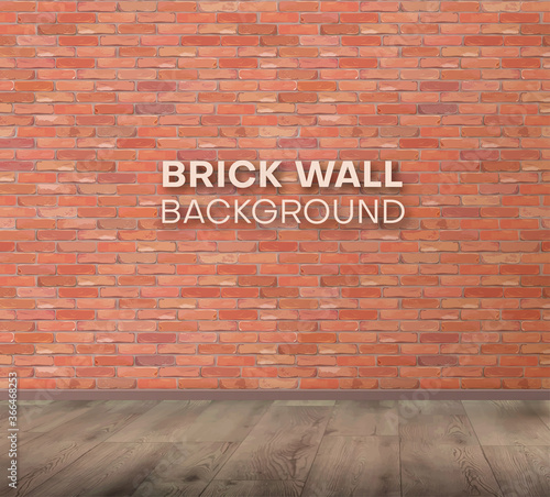 Room with brick wall and wood floor, background. Vector illustration
