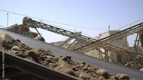 Mining industry, gravel and sand extraction plant in a quarry.
