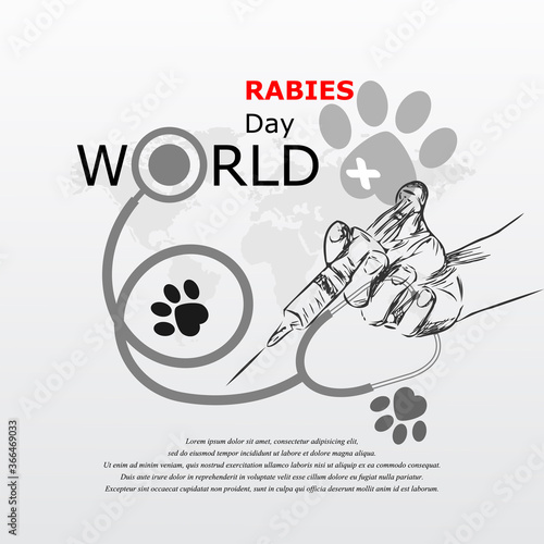 World rabies day vector illustration. 
Minimalist, Beautiful and simple element design.