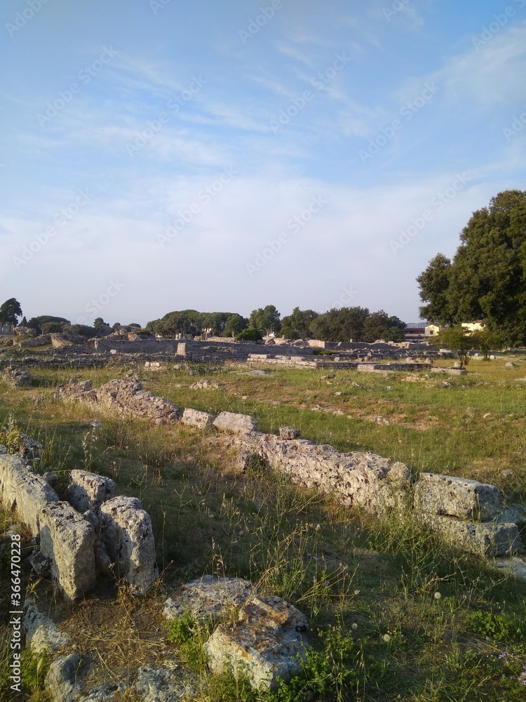 Remains of the old town in Paestum in southern Italy.