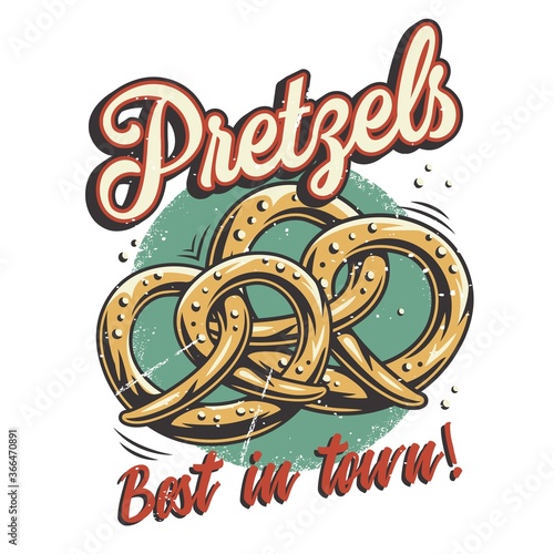 T-shirt colored print with bavarian beer pretzels