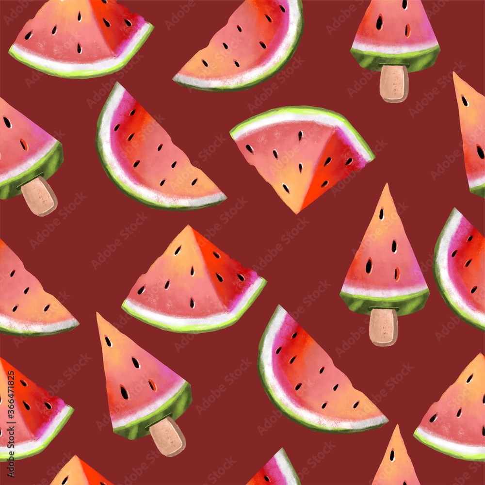 The watermelon seamless pattern for fabric and textile The watermelon seamless pattern for fabric and textile
