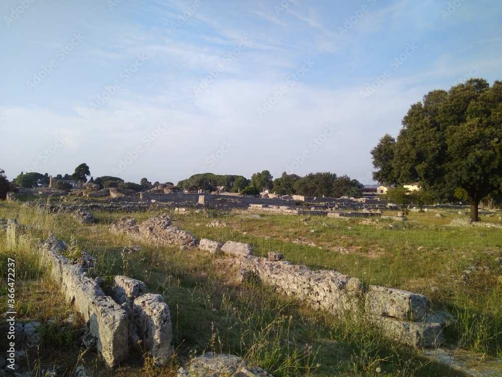 Remains of the old town in Paestum in southern Italy.