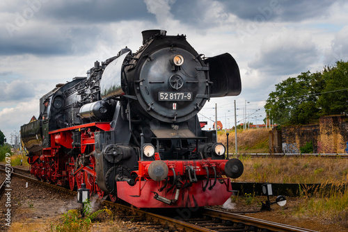Steam Locomotive, german Steam Locomotive, Steam Locomotive and big Clouds in Background