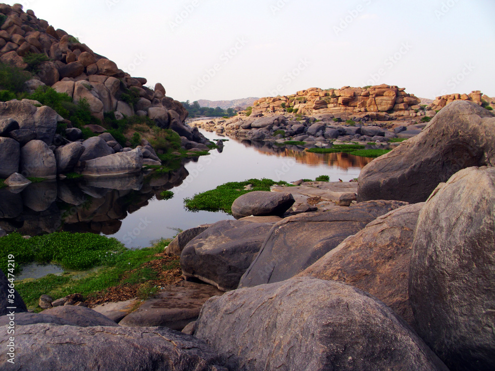 A stunning view at the World Heritage Site Hampi, India.