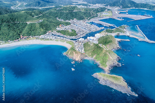 Nanfangao Aerial Photography - Nanfangao with blue ocean birds eye view use the drone photography on sunny day, shot in Suao Township, Yilan, Taiwan. photo